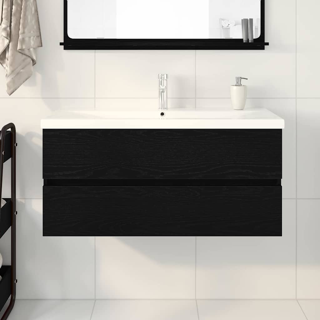 vidaXL Bathroom Sink Cabinet Black Oak 100 x 39 x 62 cm 4