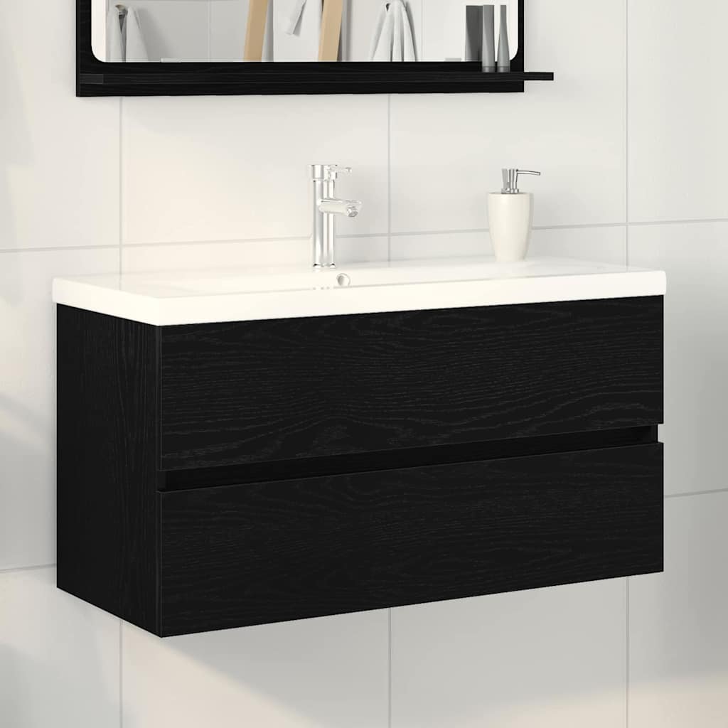 vidaXL Bathroom Sink Cabinet Black Oak 90 x 39 x 62 cm Engineered Wood 1
