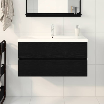 vidaXL Bathroom Sink Cabinet Black Oak 90 x 39 x 62 cm Engineered Wood 4