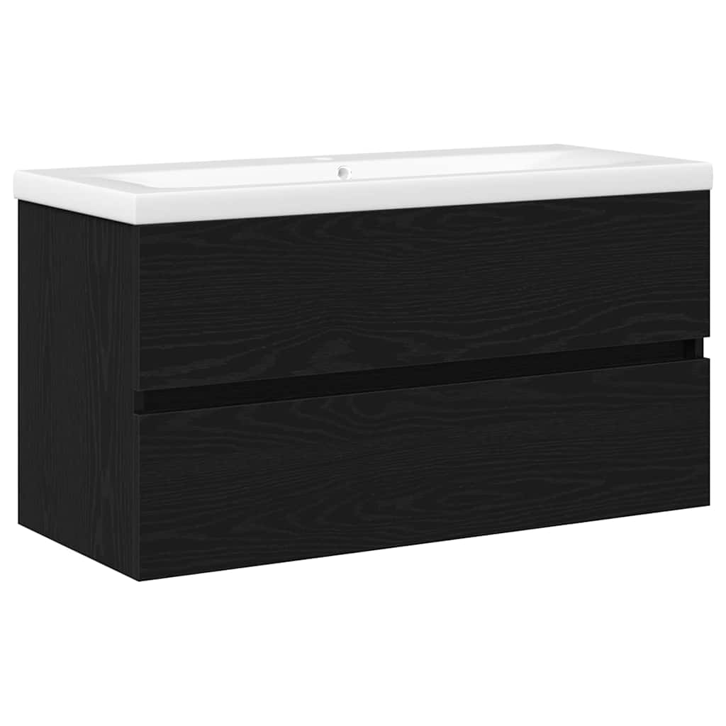 vidaXL Bathroom Sink Cabinet Black Oak 90 x 39 x 62 cm Engineered Wood 2