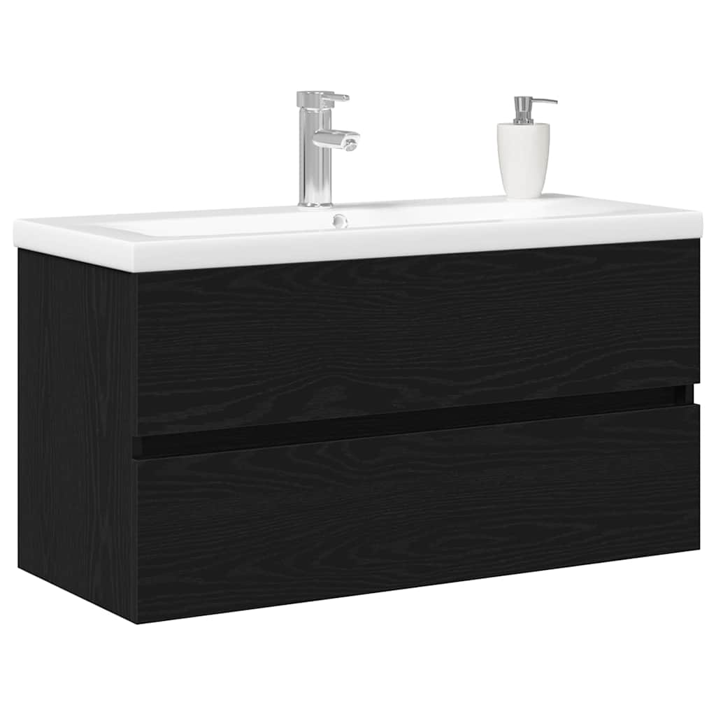 vidaXL Bathroom Sink Cabinet Black Oak 90 x 39 x 62 cm Engineered Wood 3