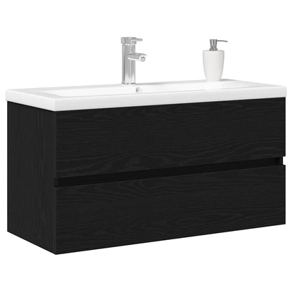 vidaXL Bathroom Sink Cabinet Black Oak 90 x 39 x 62 cm Engineered Wood 3