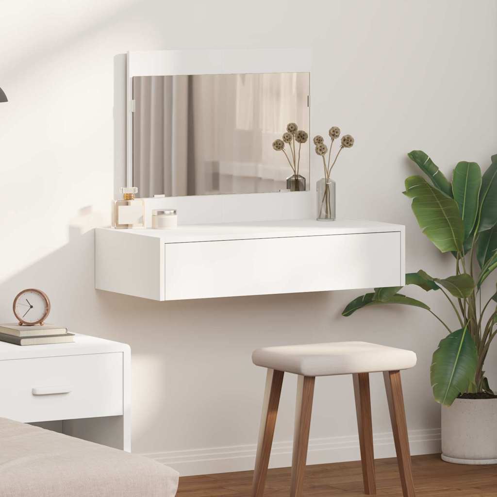 Dressing Table Brown Engineered Wood without LED 83 x 40 x 70 cm White