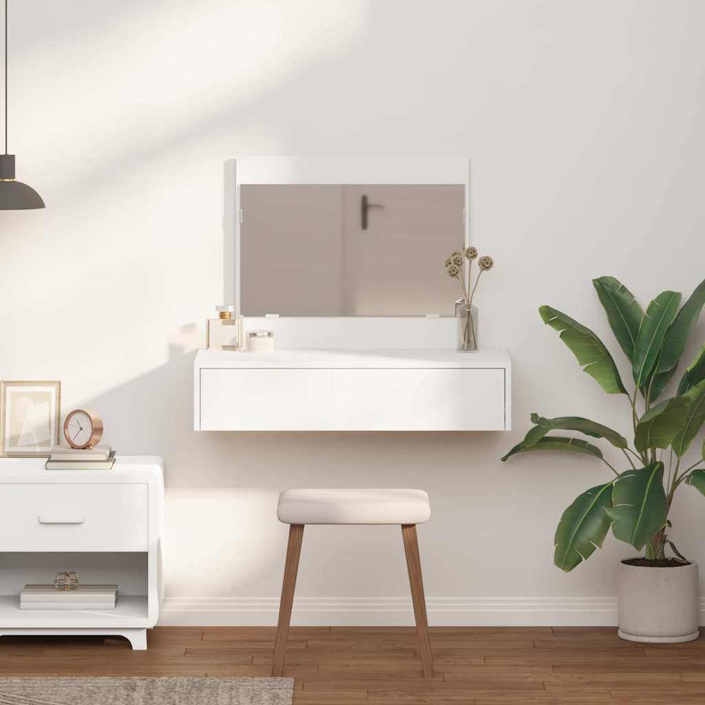 Dressing Table Brown Engineered Wood without LED 83 x 40 x 70 cm White
