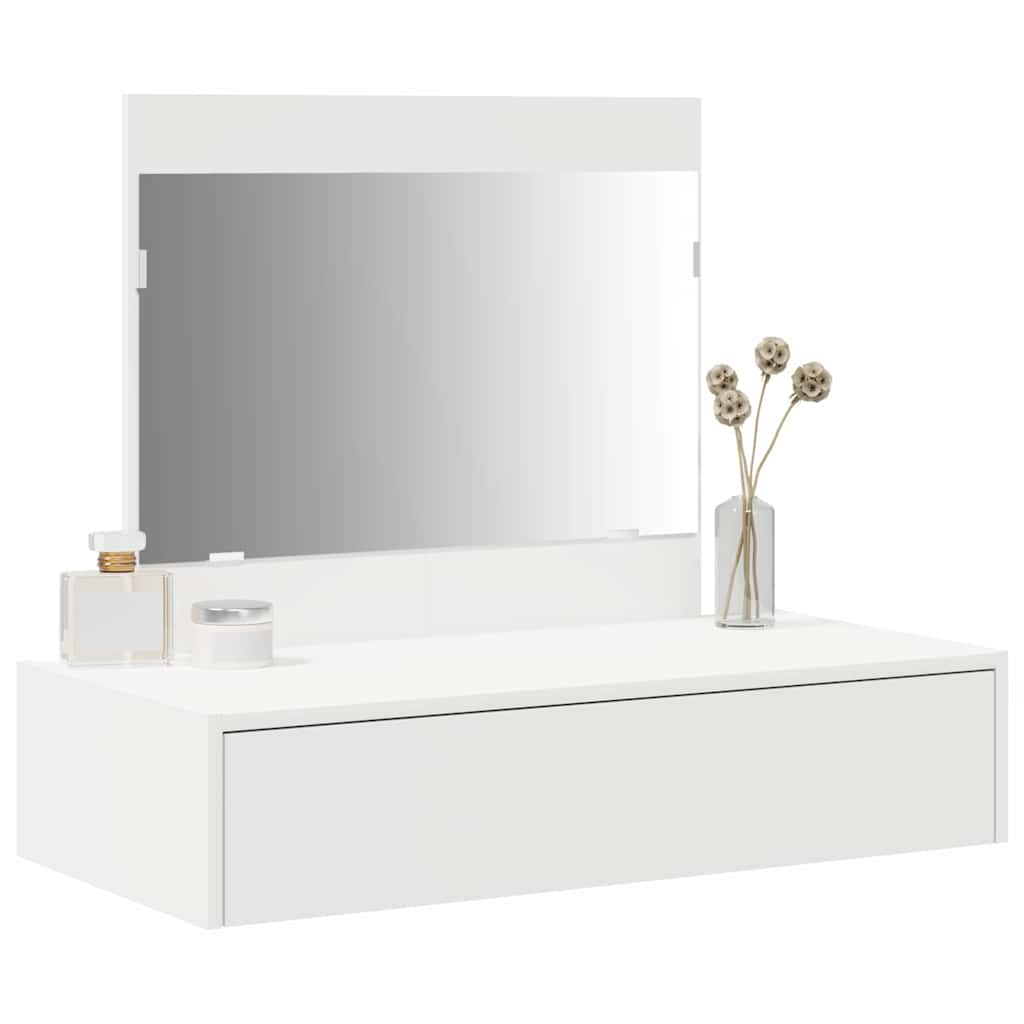 Dressing Table Brown Engineered Wood without LED 83 x 40 x 70 cm White