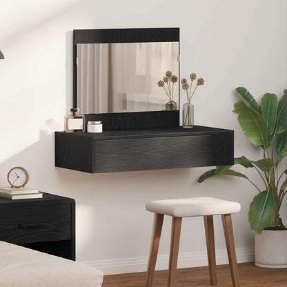 Dressing Table Brown Engineered Wood without LED 83 x 40 x 70 cm Black oak