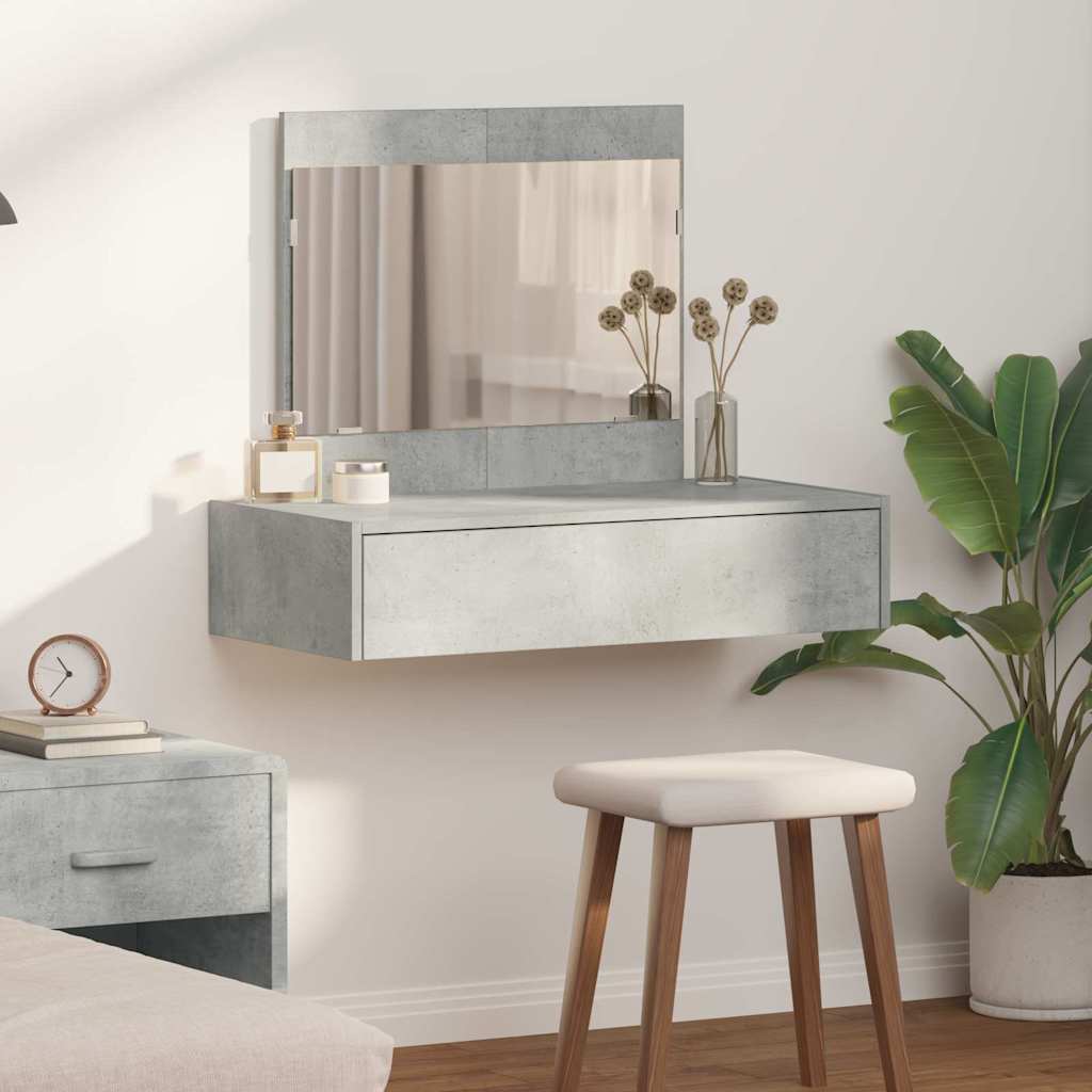 Dressing Table Brown Engineered Wood without LED 83 x 40 x 70 cm Concrete grey
