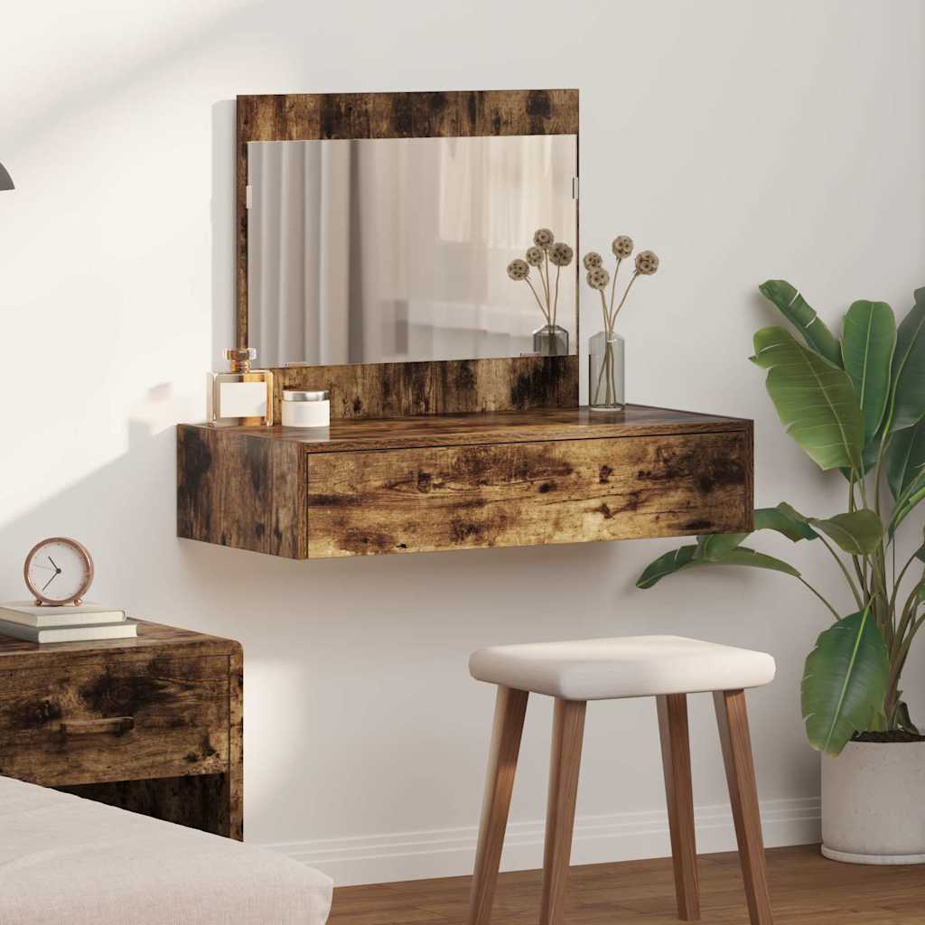 Dressing Table Brown Engineered Wood without LED 83 x 40 x 70 cm Smoked oak