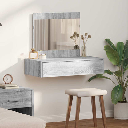 Dressing Table Brown Engineered Wood without LED 83 x 40 x 70 cm Grey sonoma