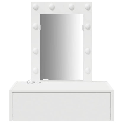 Dressing Table Brown Engineered Wood with LED 60 x 40 x 70 cm White