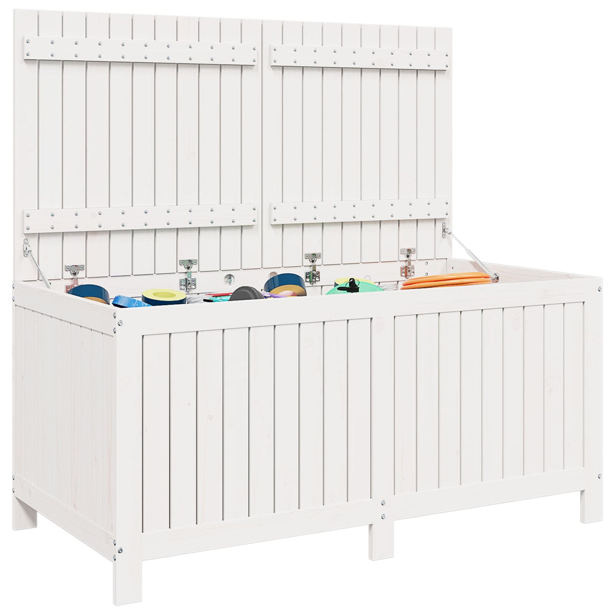 Garden Storage Box Solid Wood Pine Height 64 cm White pine 134 cm 68 cm