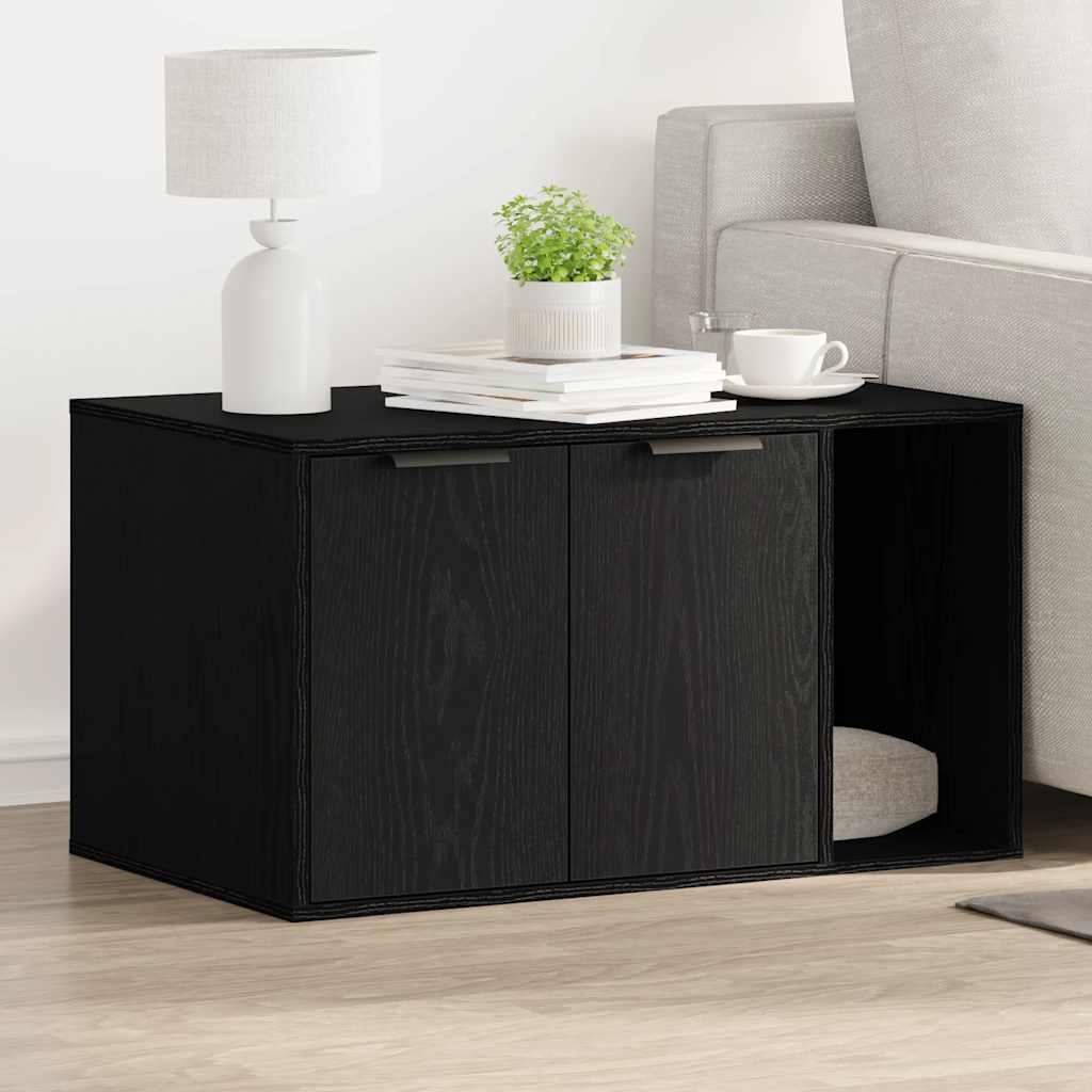 Cat Litter Box Enclosure Engineered Wood Right-side Door Height 45 cm Black oak 80 cm 50 cm