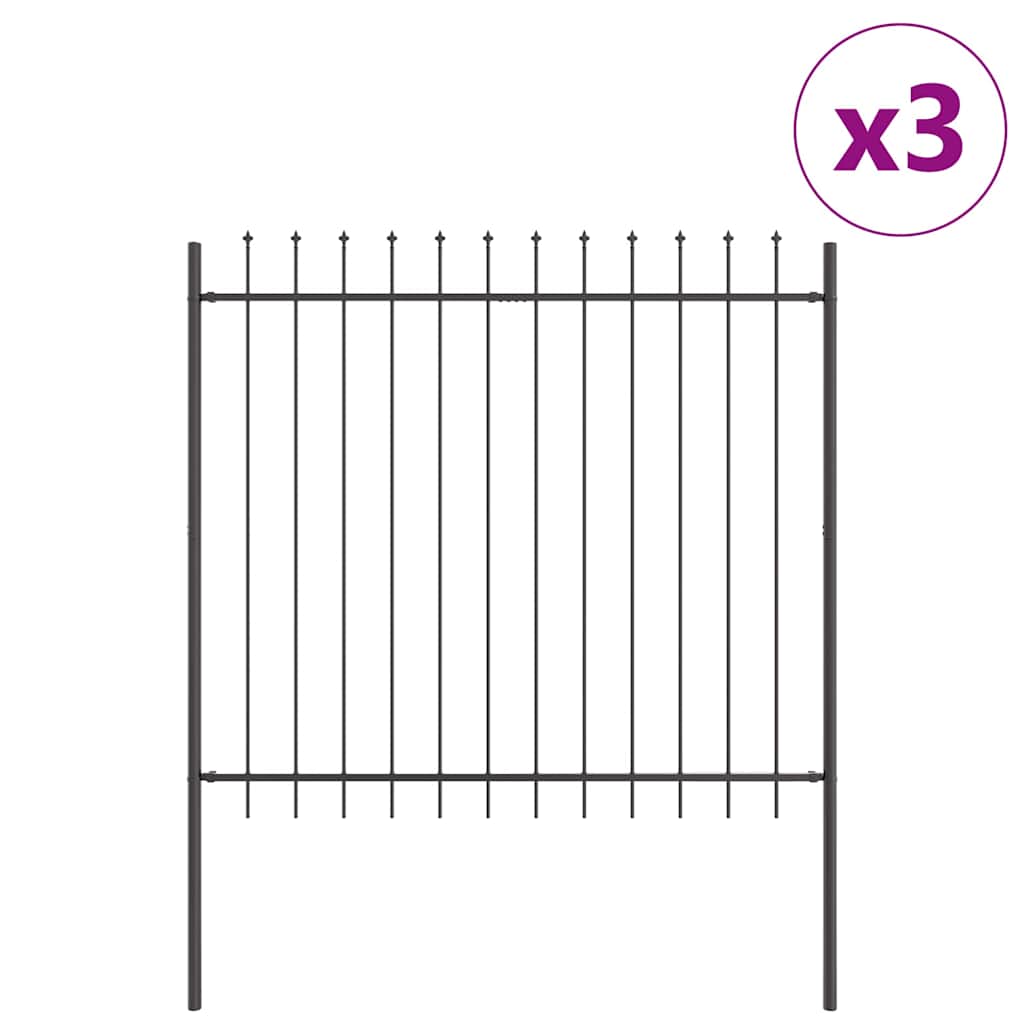 vidaXL Garden Fence WOERDEN 3 pcs 5.1 x 1.5 m Powder-coated Steel Grey 2