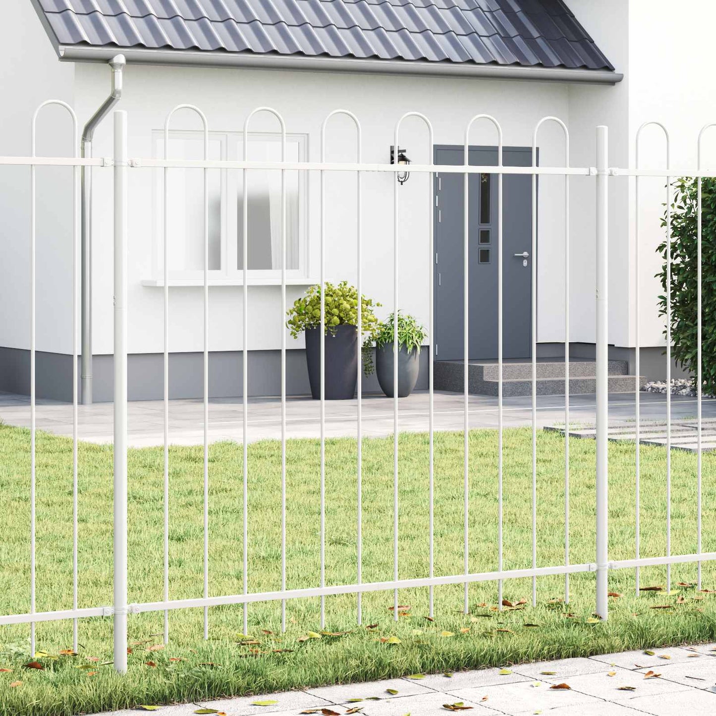 vidaXL Garden Fence WOERDEN 4 pcs 6.8 x 1.2 m Powder-coated Steel Grey 1