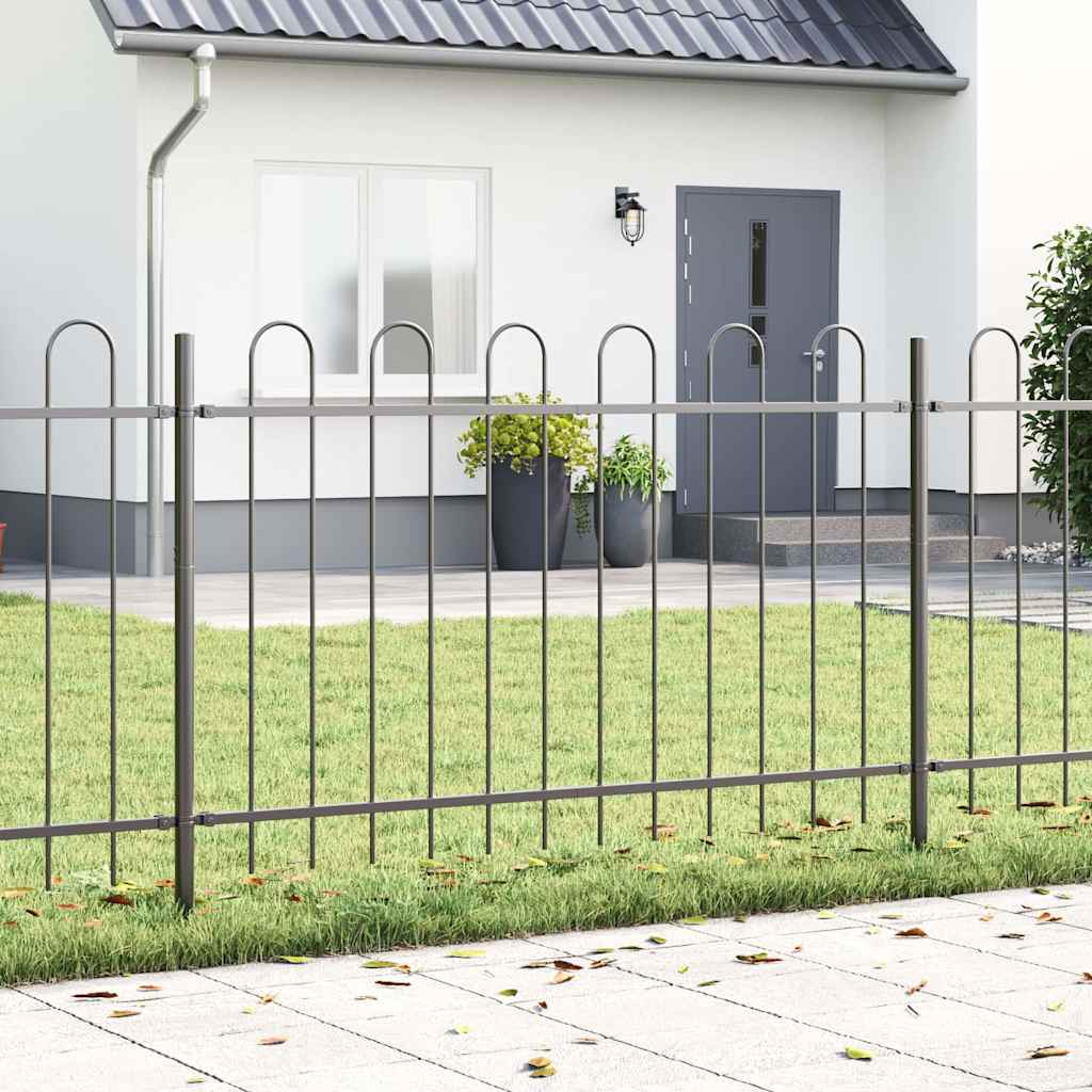 vidaXL Garden Fence BOXTEL 4 pcs 6.8 x 1 m Powder-coated Steel Grey 1