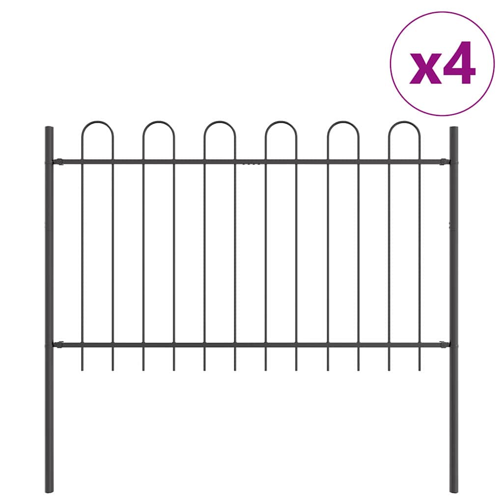 vidaXL Garden Fence BOXTEL 4 pcs 6.8 x 1 m Powder-coated Steel Grey 2
