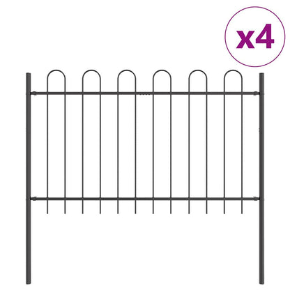 vidaXL Garden Fence BOXTEL 4 pcs 6.8 x 1 m Powder-coated Steel Grey 2