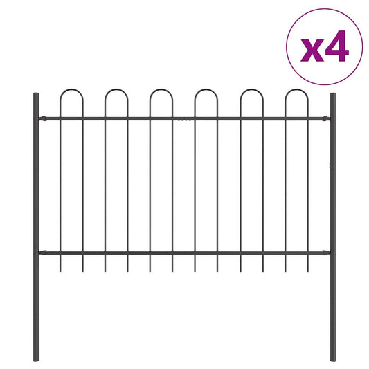 vidaXL Garden Fence BOXTEL 4 pcs 6.8 x 1 m Powder-coated Steel Grey 2