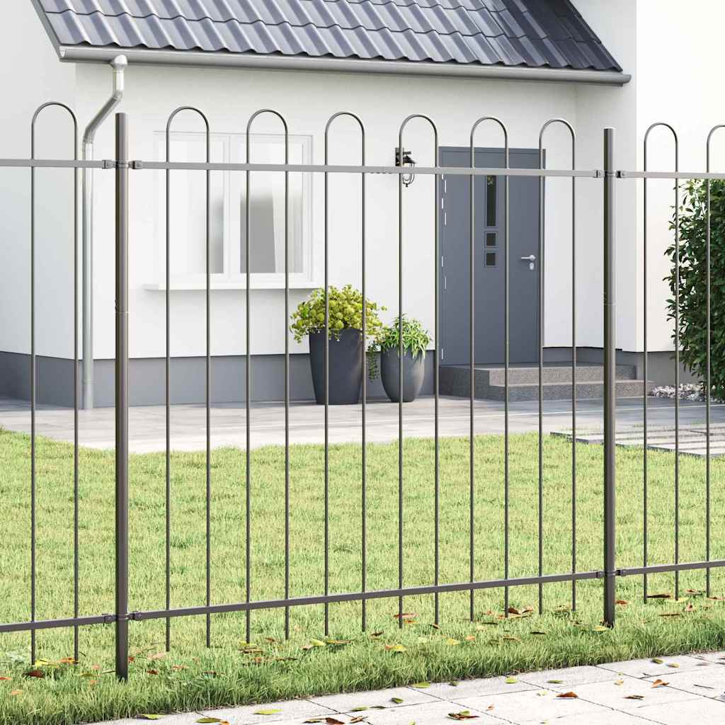 vidaXL Garden Fence BOXTEL 4 pcs 6.8 x 1.5 m Powder-coated Steel Grey 1