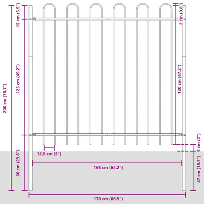 vidaXL Garden Fence WOERDEN 4 pcs 6.8 x 1.5 m Powder-coated Steel 5