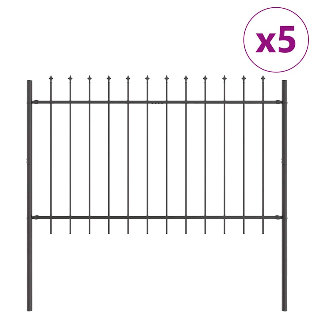 vidaXL Garden Fence WOERDEN 5 pcs 8.5 x 1 m Powder-coated Steel Grey 2