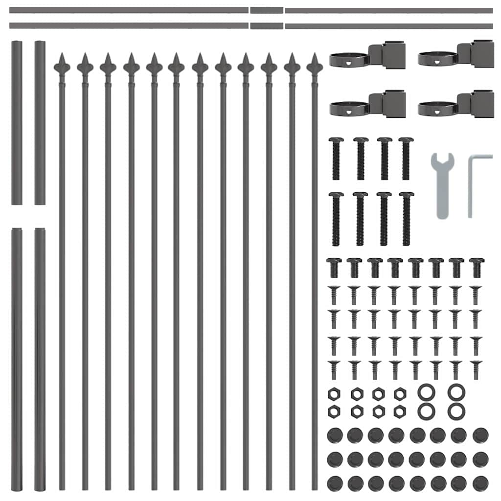 vidaXL Garden Fence WOERDEN 5 pcs 8.5 x 1 m Powder-coated Steel Grey 6