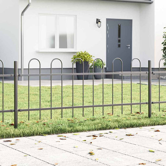 vidaXL Garden Fence BOXTEL 5 pcs 8.5 x 0.6 m Powder-coated Steel Grey 1