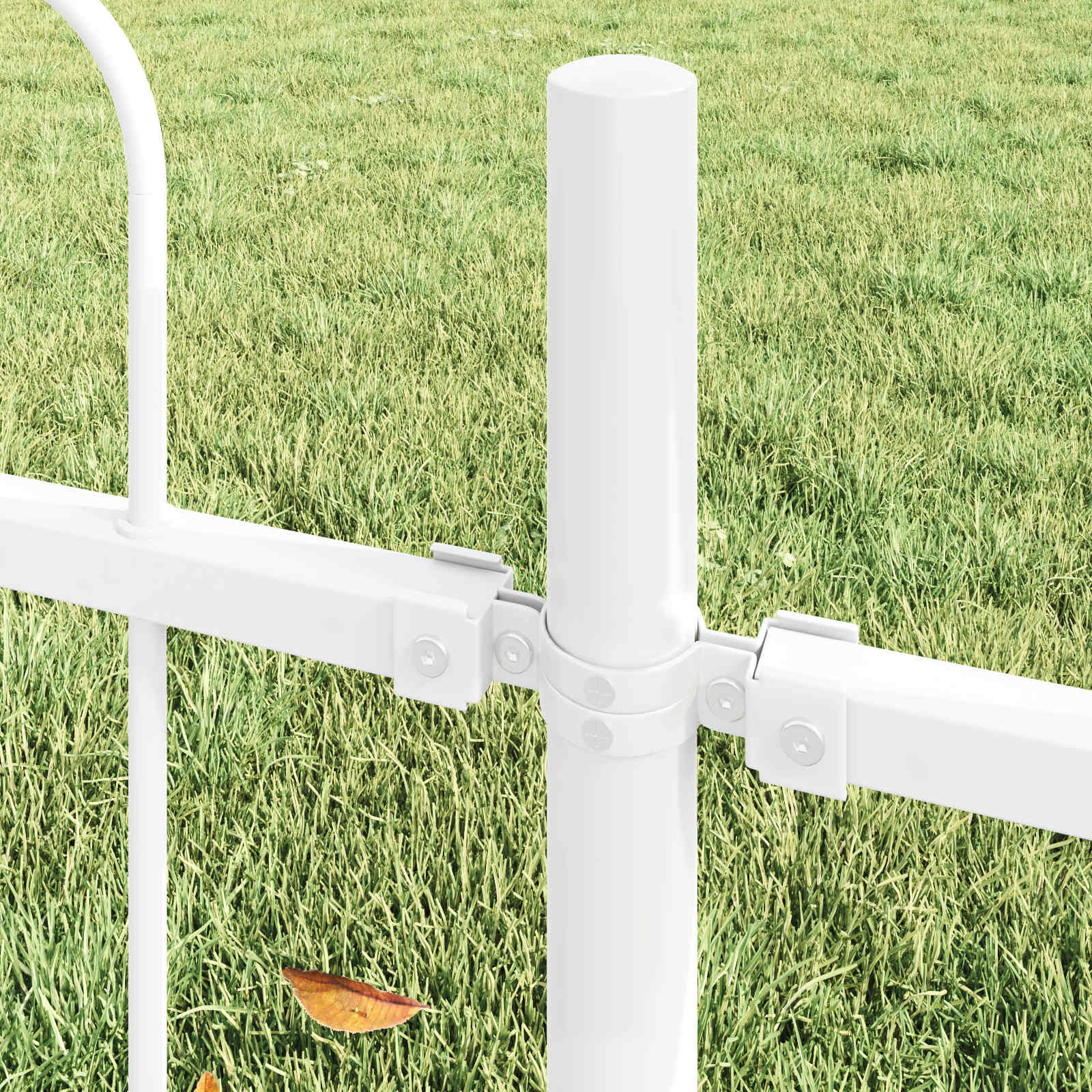 vidaXL Garden Fence BOXTEL 5 pcs 8.5 x 0.6 m Powder-coated Steel White 3