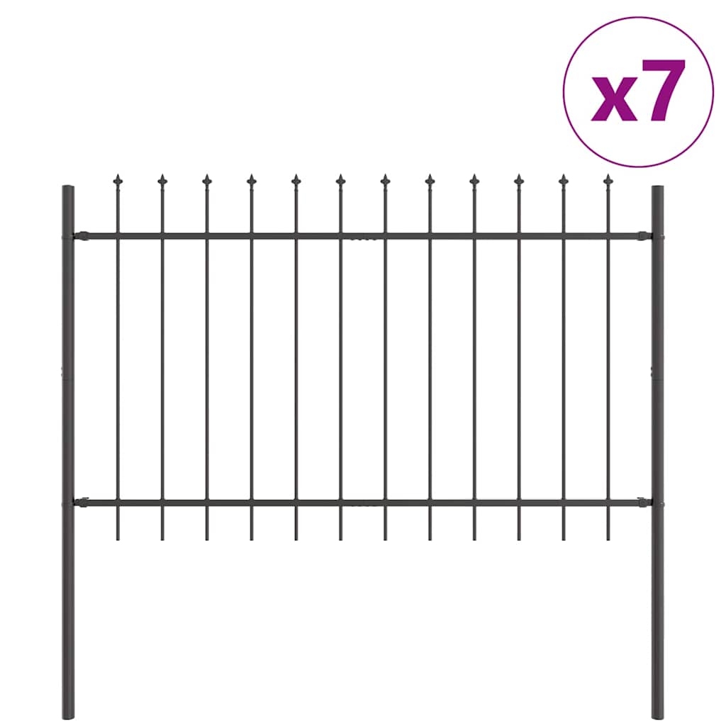 vidaXL Garden Fence WOERDEN 7 pcs 11.9 x 1 m Powder-coated Steel Grey 2