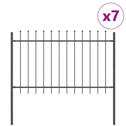 vidaXL Garden Fence WOERDEN 7 pcs 11.9 x 1 m Powder-coated Steel Grey 2