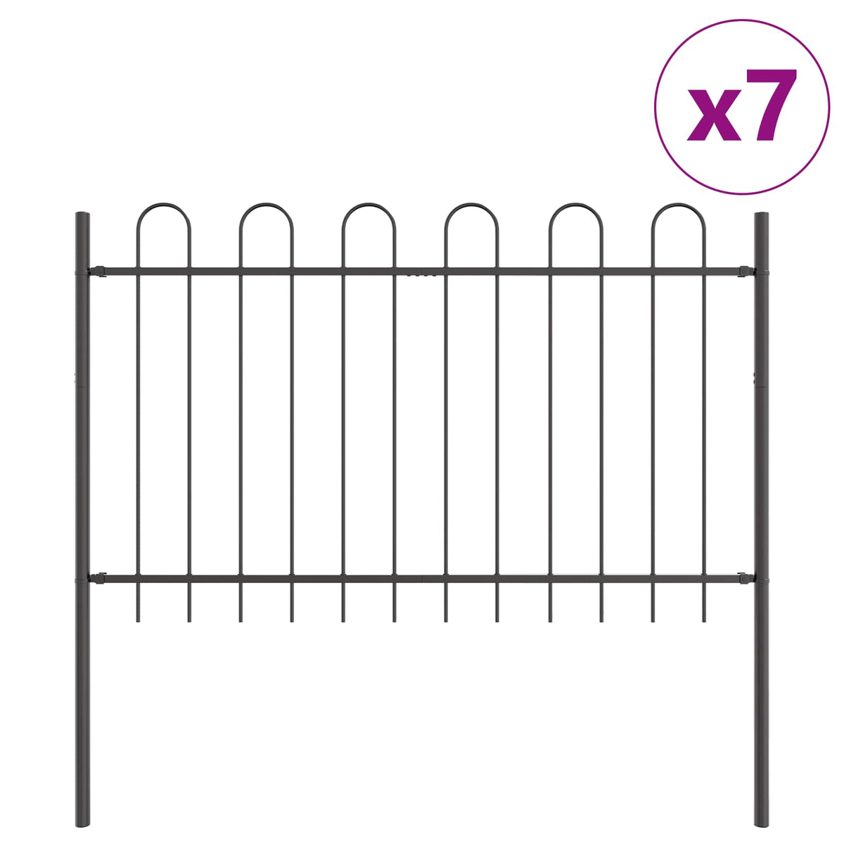 vidaXL Garden Fence BOXTEL 7 pcs 11.9 x 0.8 m Powder-coated Steel Grey 3