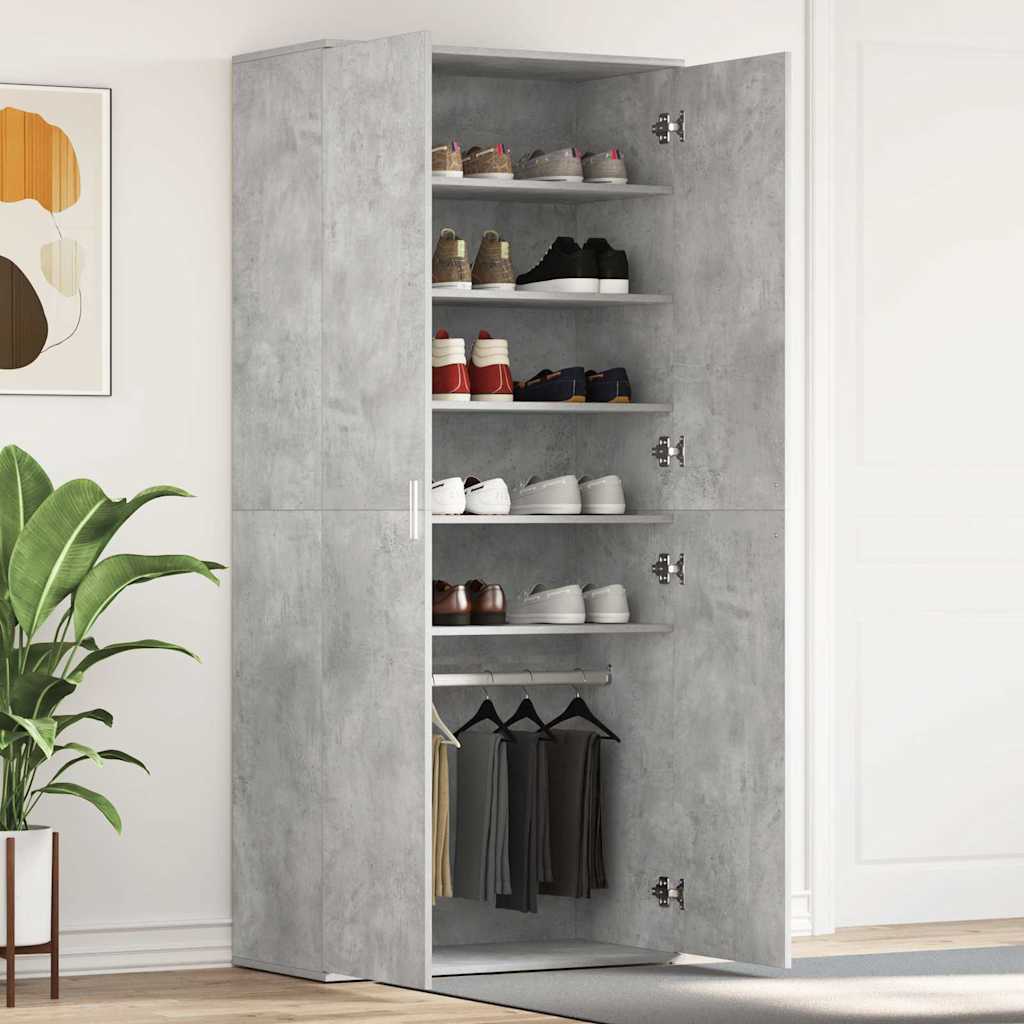 Shoe Cabinet 80 x 39 x 178 cm Engineered Wood Concrete grey