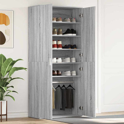 Shoe Cabinet 80 x 39 x 178 cm Engineered Wood Grey sonoma