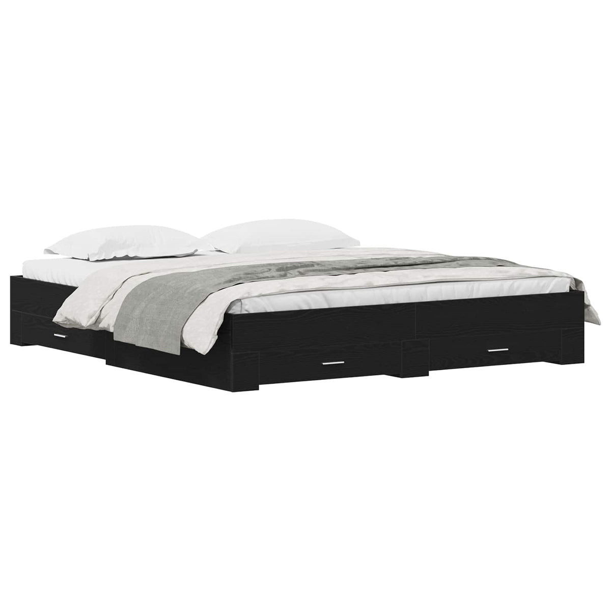 vidaXL Bed Frame with Drawer Black Oak 180 x 200 cm Engineered Wood 2