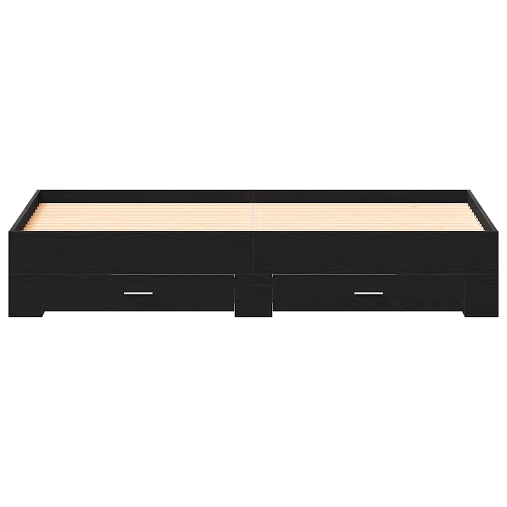vidaXL Bed Frame with Drawer Black Oak 180 x 200 cm Engineered Wood 5