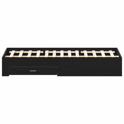 vidaXL Bed Frame with Drawer Black Oak 180 x 200 cm Engineered Wood 6