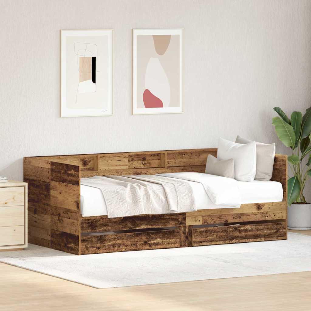 Daybed with Drawers without Mattress 90x200 cm Old wood