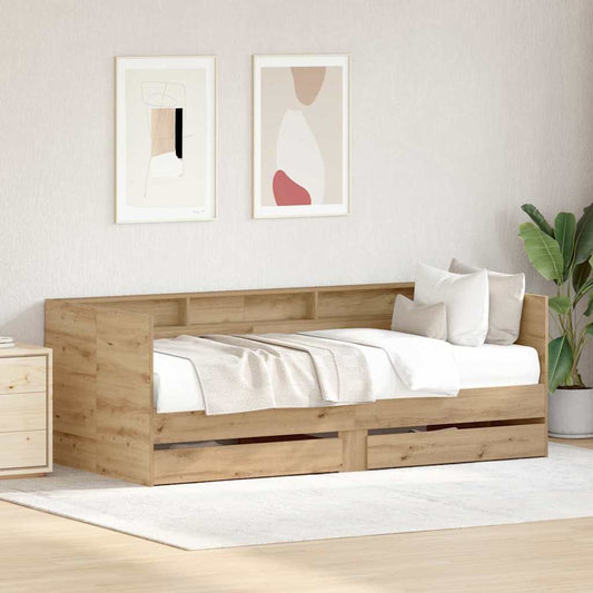 Daybed with Drawers without Mattress 90x200 cm Artisan oak
