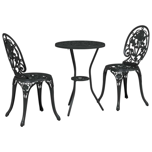 Garden Bistro Set 3 pcs Aluminium Black