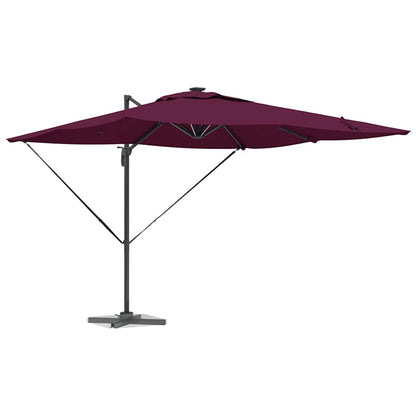 vidaXL Umbrella with LED Strip Lights Bordeaux Red 286 x 284 x 270 cm 3