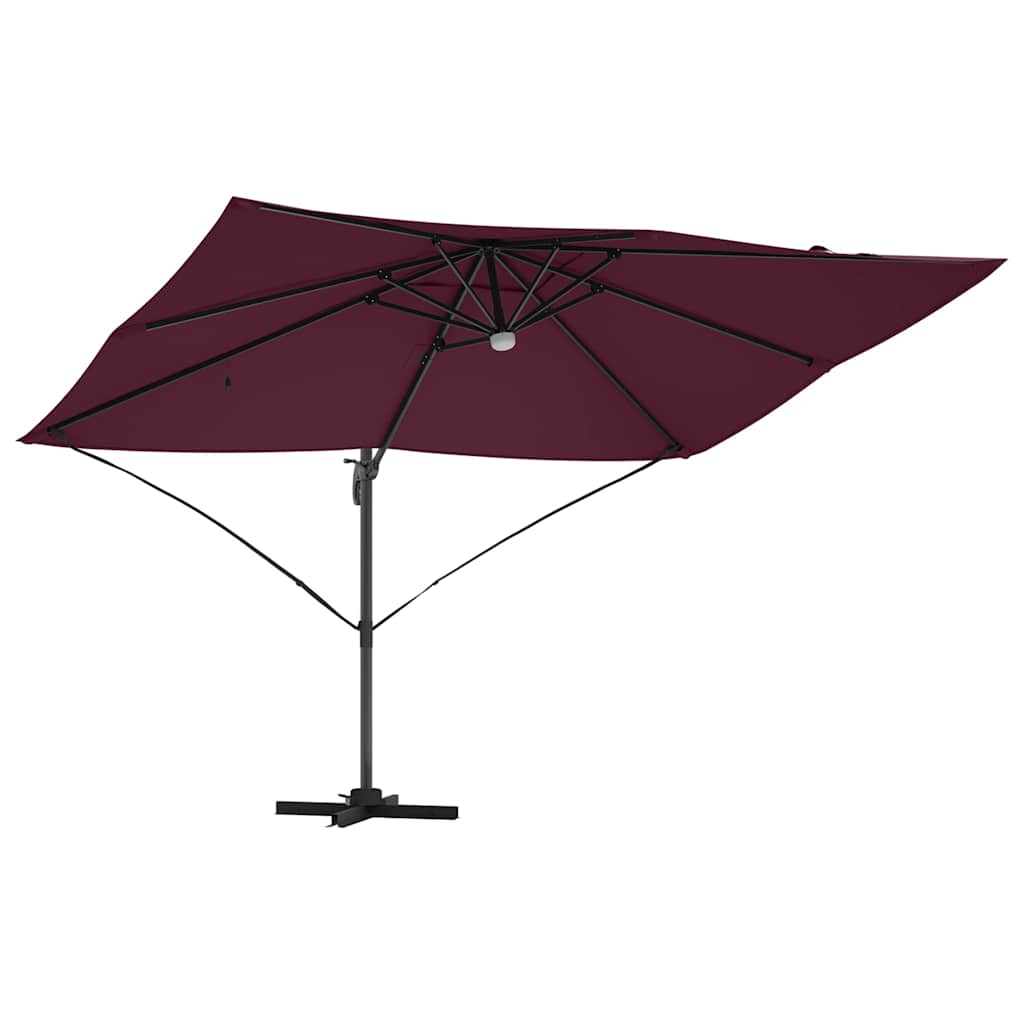 vidaXL Umbrella with LED Strip Lights Bordeaux Red 351 x 250 x 253 cm 5