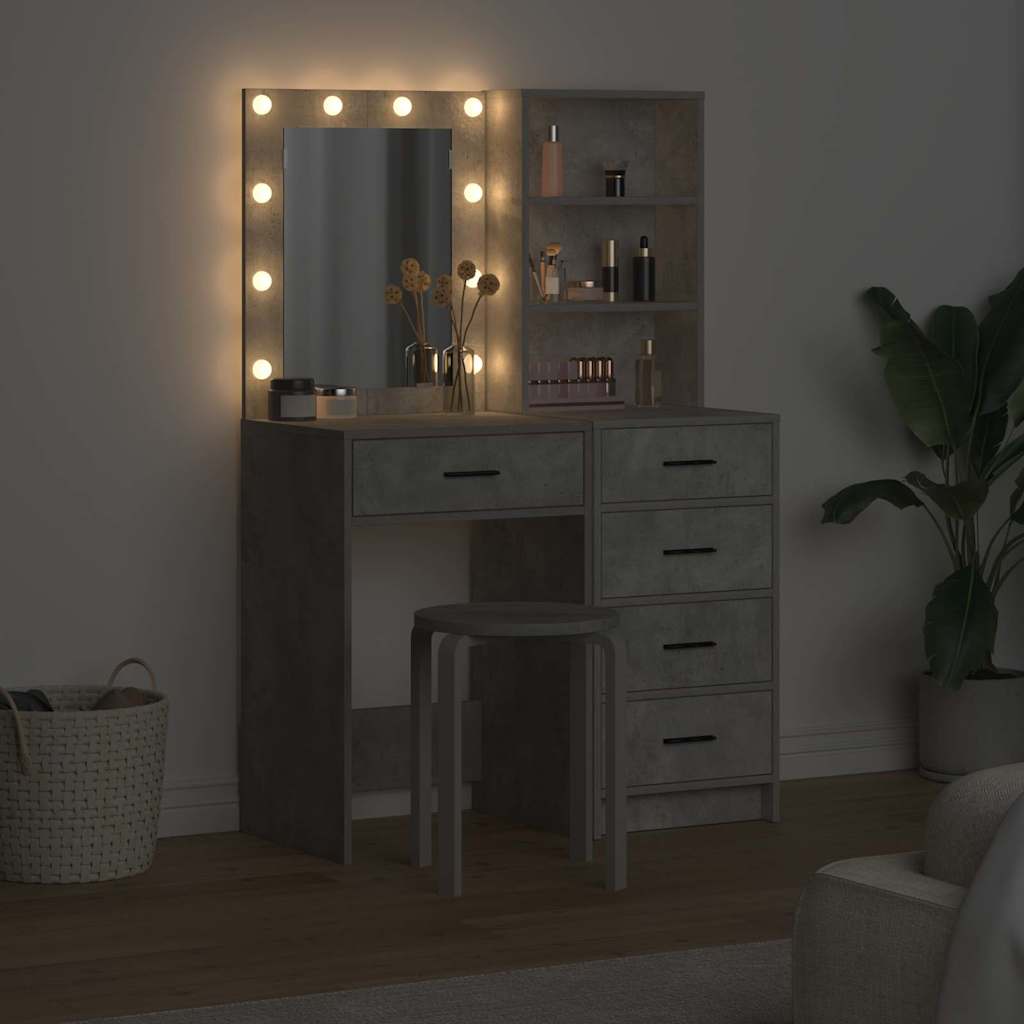vidaXL Dressing Table 2 pcs Grey 50 x 41 x 135 cm Engineered Wood 4