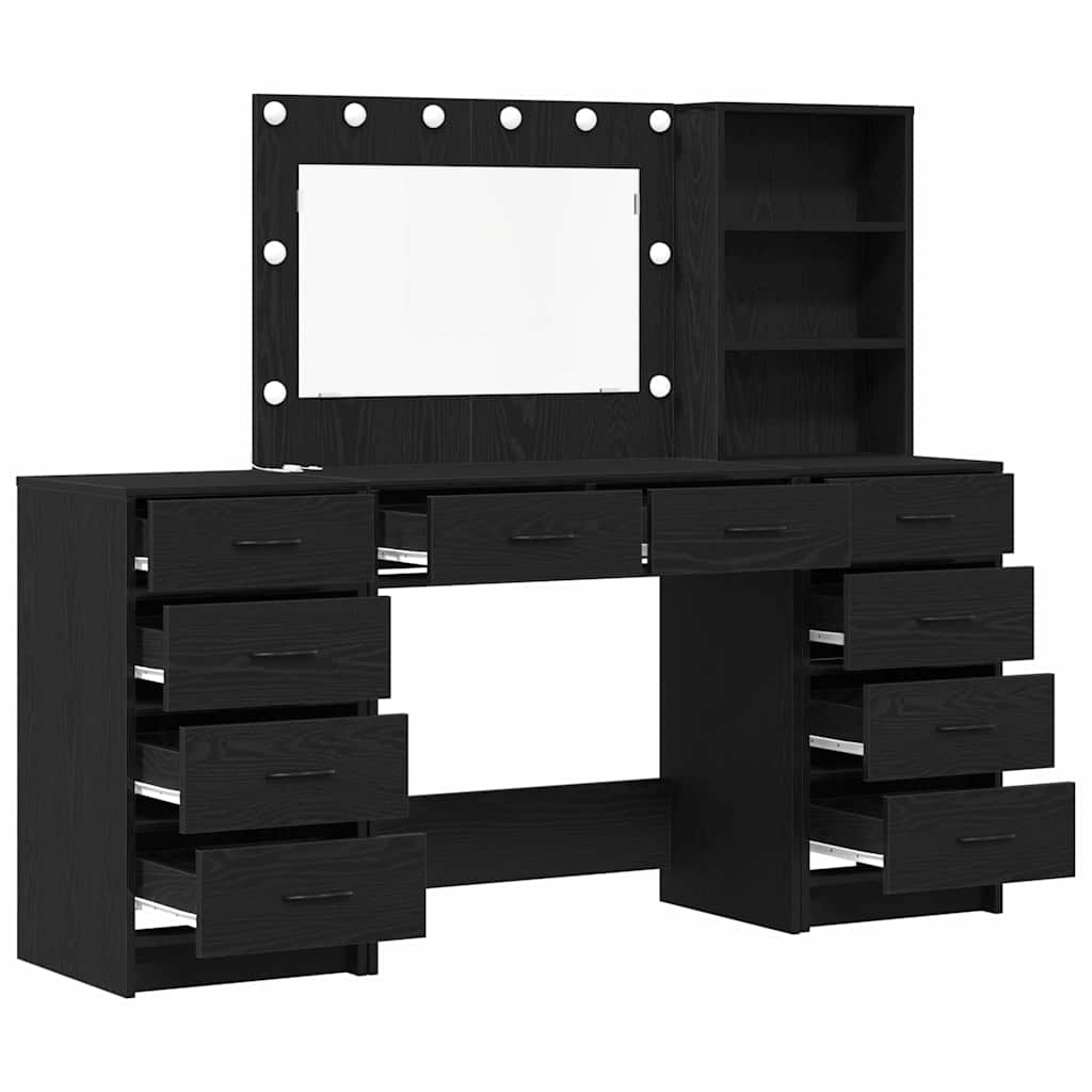 Dressing Table 3 pcs 78.5 x 41 x 135 cm Black oak