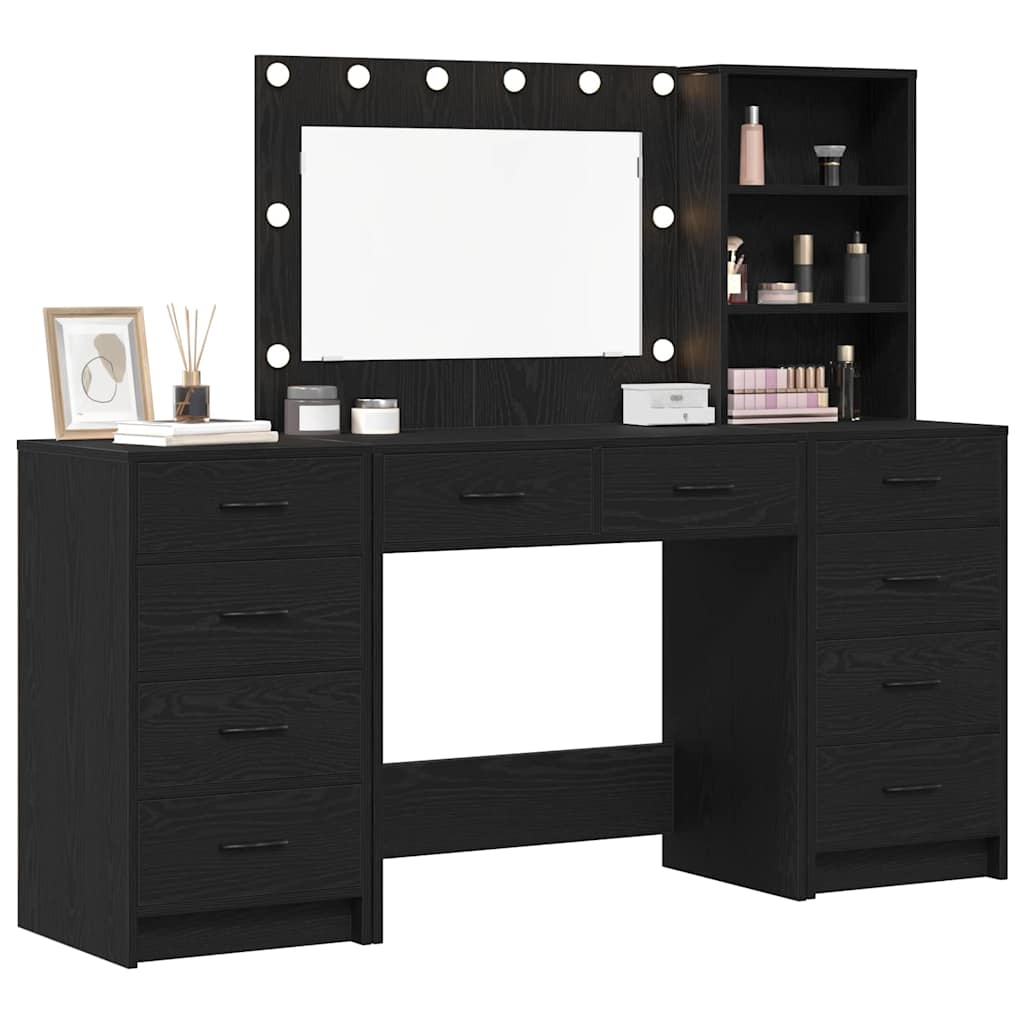Dressing Table 3 pcs 78.5 x 41 x 135 cm Black oak