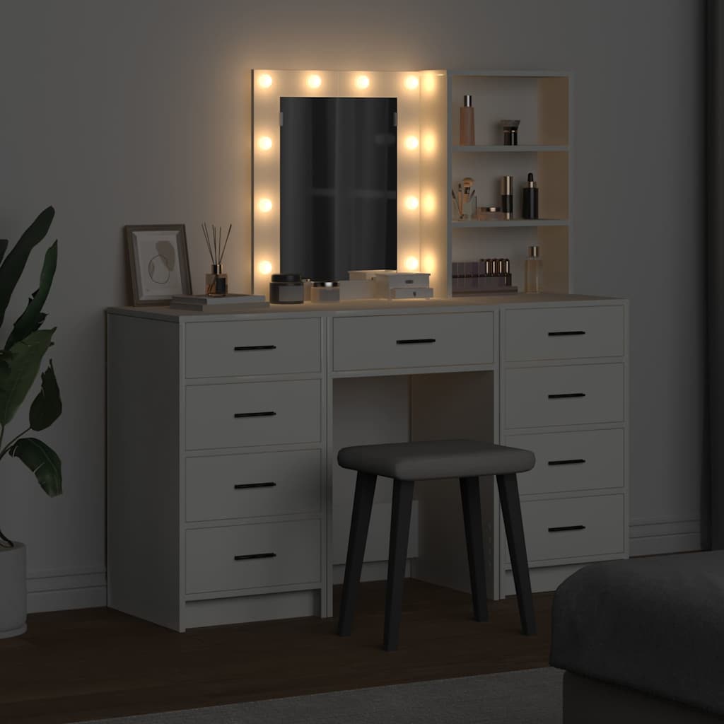 vidaXL Dressing Table 3 pcs White 40 x 41 x 135 cm Engineered Wood 4