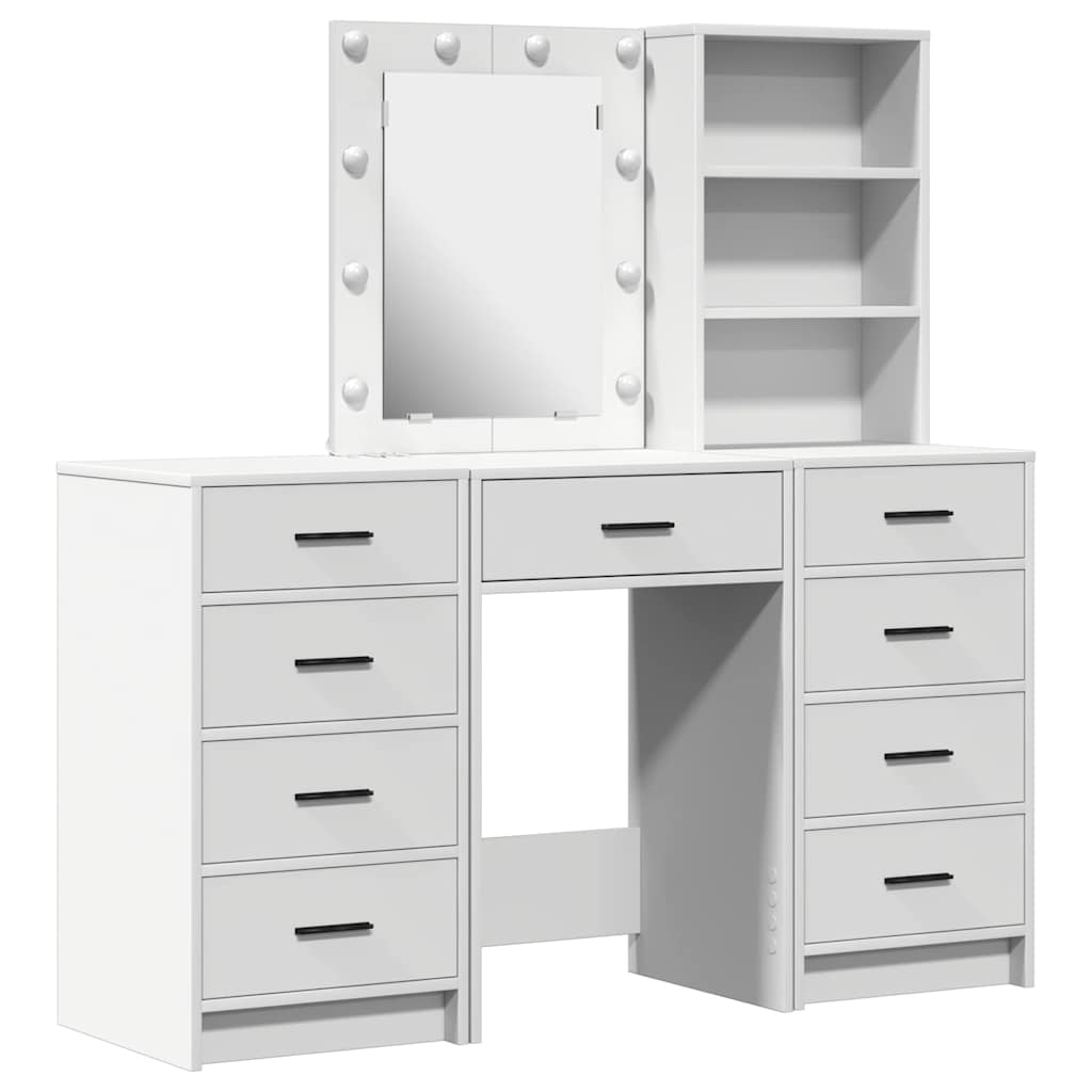 vidaXL Dressing Table 3 pcs White 40 x 41 x 135 cm Engineered Wood 2