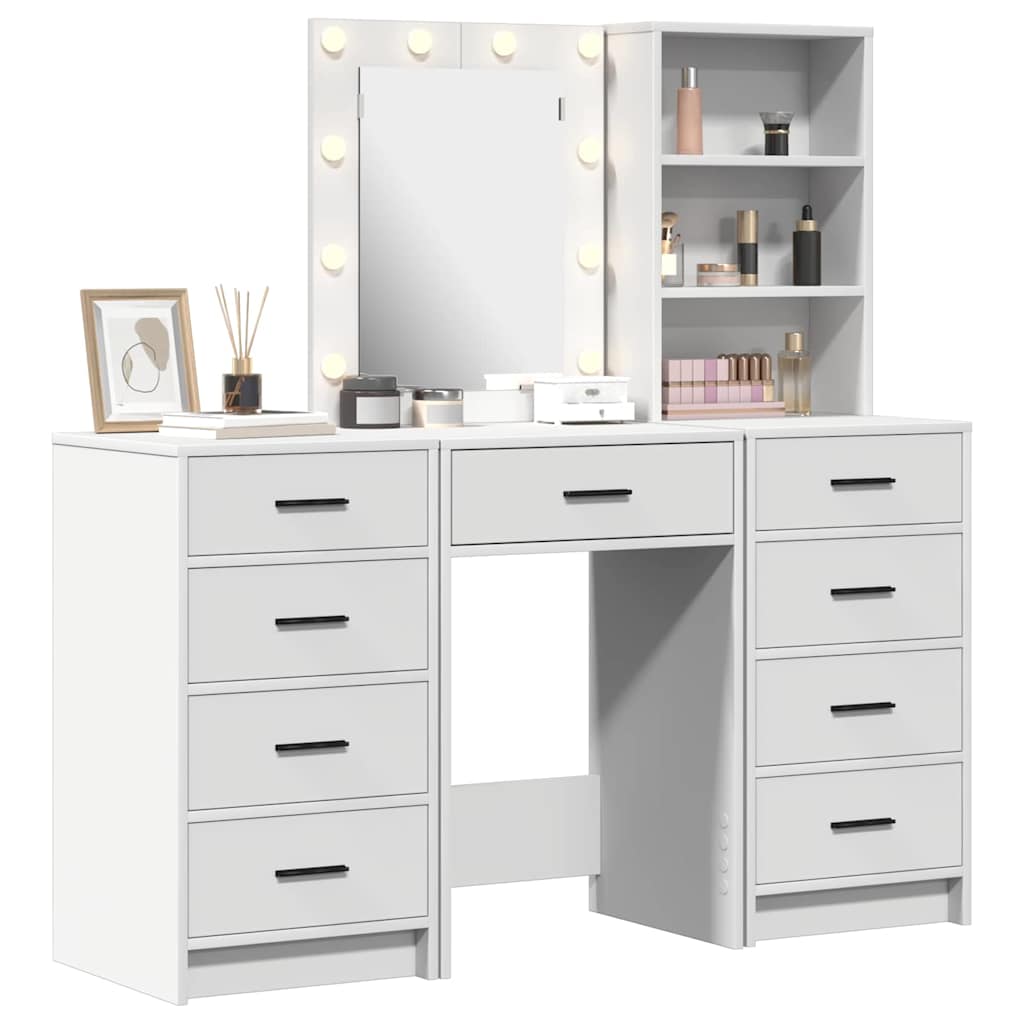 Dressing Table 3 pcs Brown 40 x 41 x 135 cm Engineered Wood White