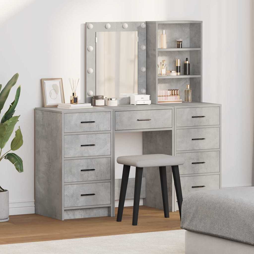 vidaXL Dressing Table 3 pcs Grey 40 x 41 x 135 cm Engineered Wood 1