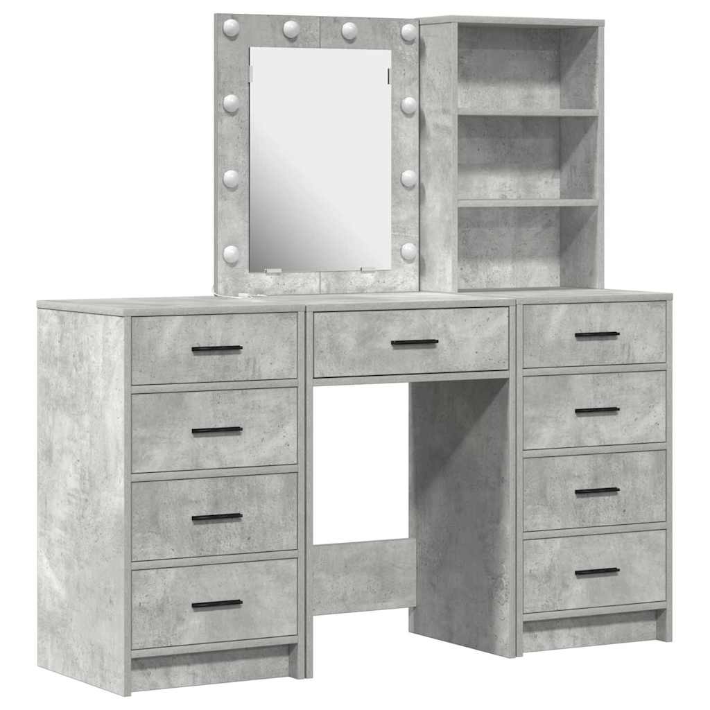 Dressing Table 3 pcs Brown 40 x 41 x 135 cm Engineered Wood Concrete grey