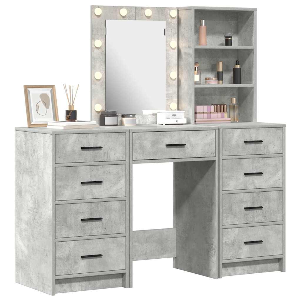 vidaXL Dressing Table 3 pcs Grey 40 x 41 x 135 cm Engineered Wood 3